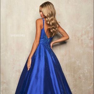 Sherri Hill Royal Blue Gown Dress With Train 54154